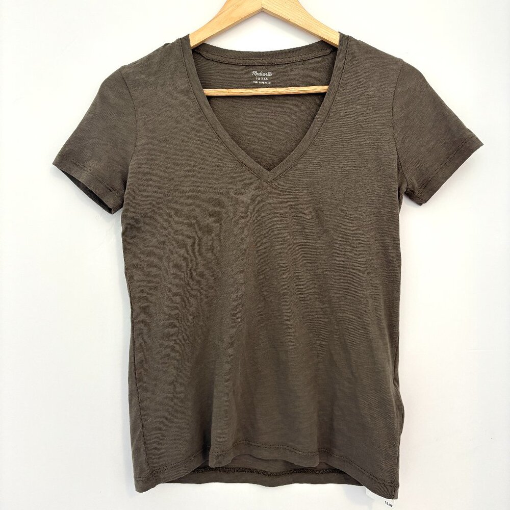 NWT Madewell V-Neck Tee, Cargo Green, XXS